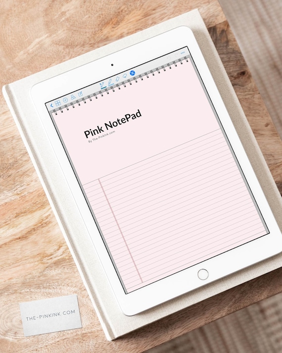 Digital Notepad Pink Paper Lined Note Pad Digital Notebook Etsy