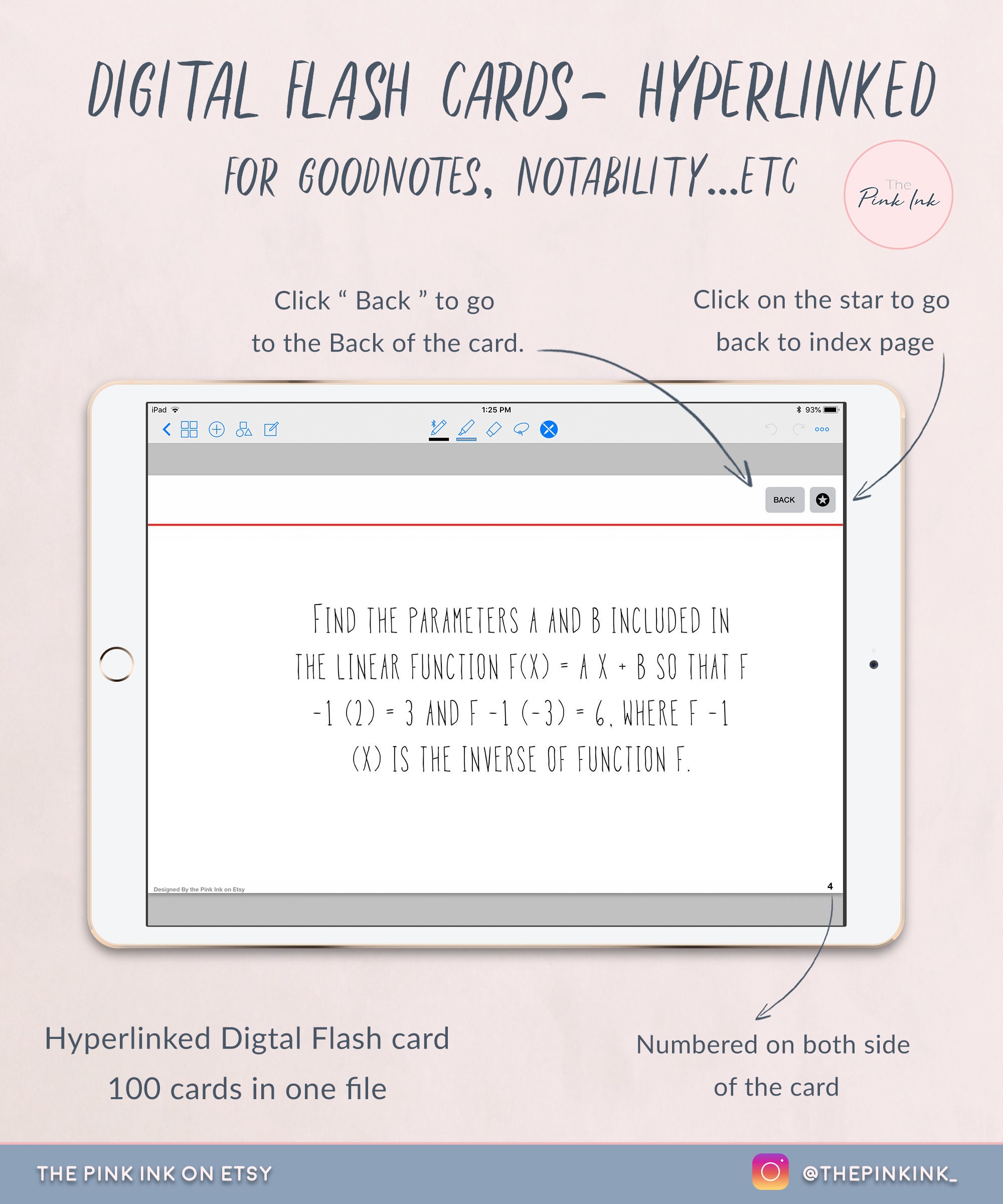 Digital Flash Cards Hyperlinks Flash Cards for Goodnotes Etsy