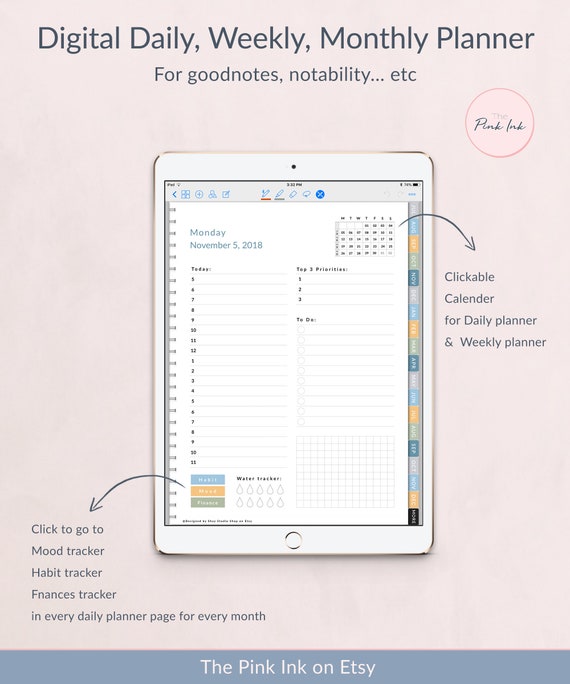 2018 2019 dated digital daily planner weekly planner etsy