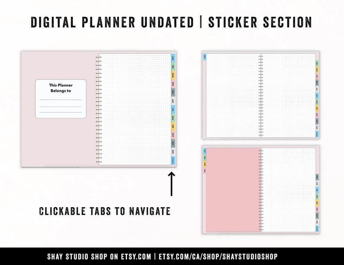 Pink Digital Planner Digital planner Undated IPad pro Etsy
