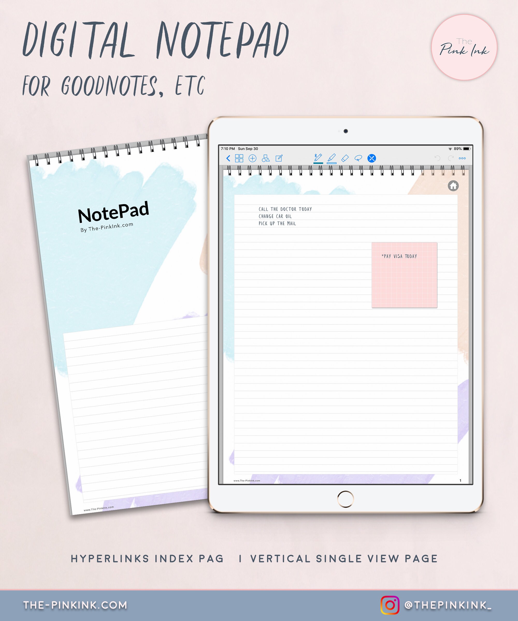 Digital Notepad Colored Paper Lined Note Pad Digital Notebook Todo