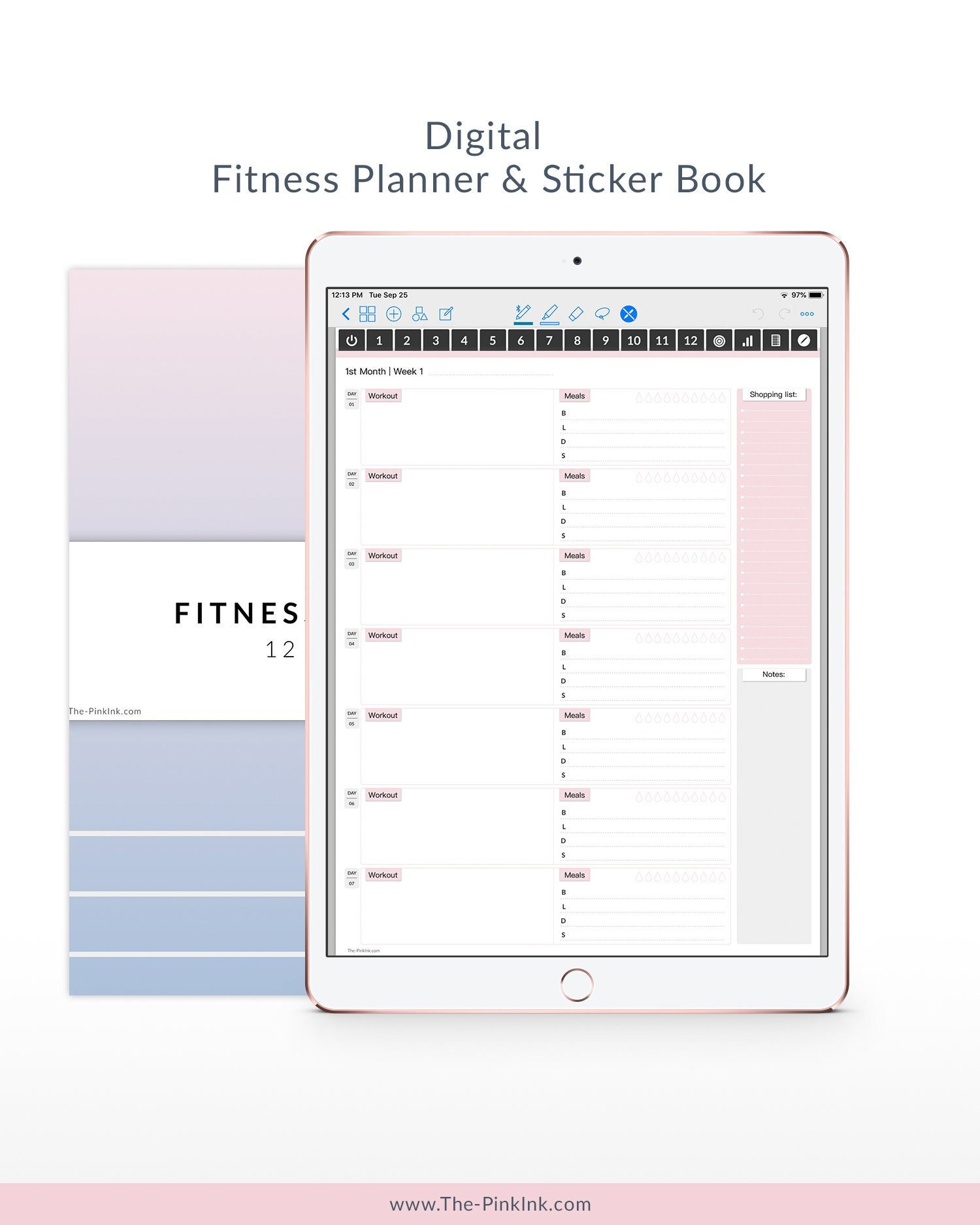 Ultimate Digital Fitness Planner Workout Planner Monthly Etsy