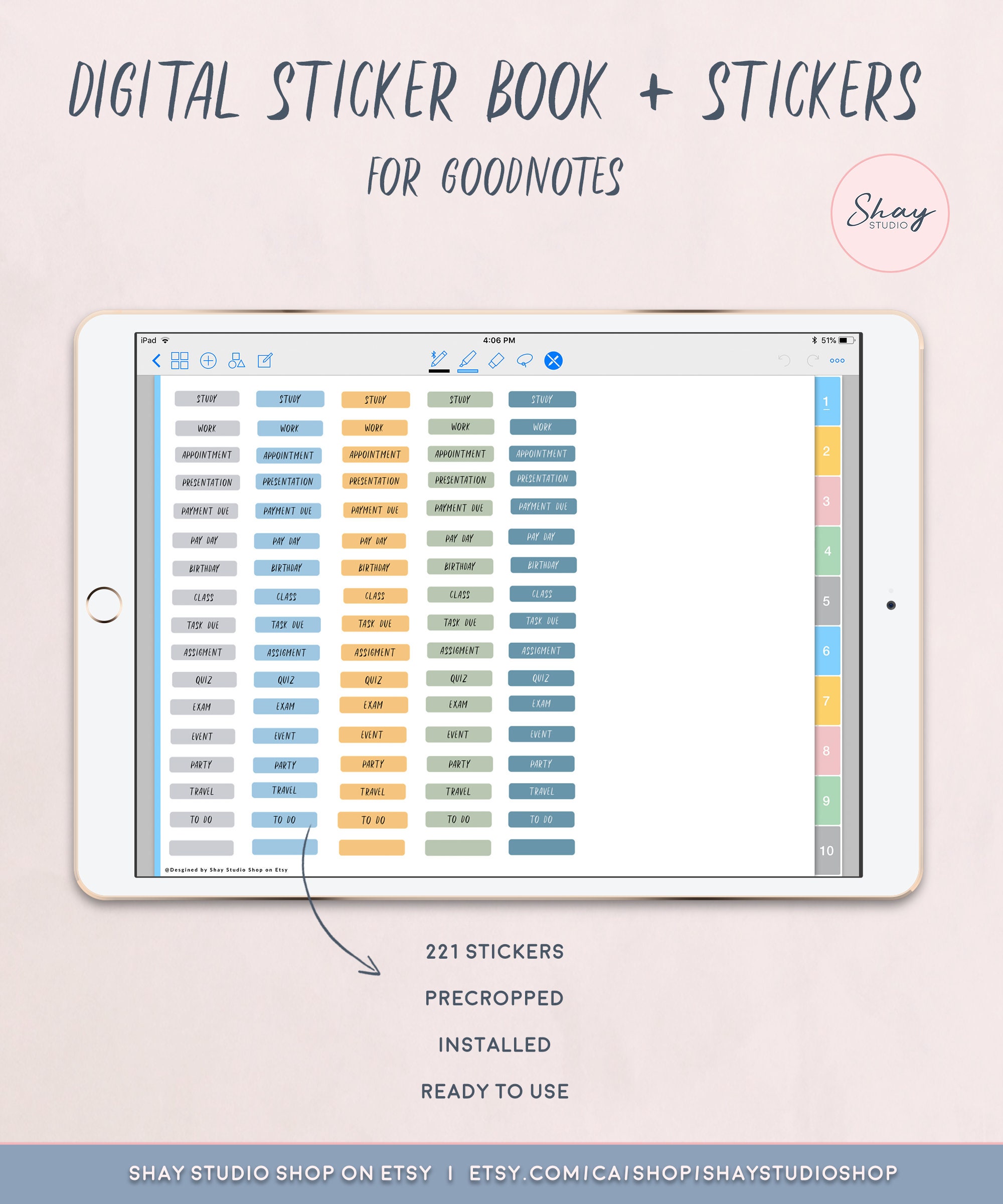 Digital Sticker Book Planner for Goodnotes Precropped Etsy Canada