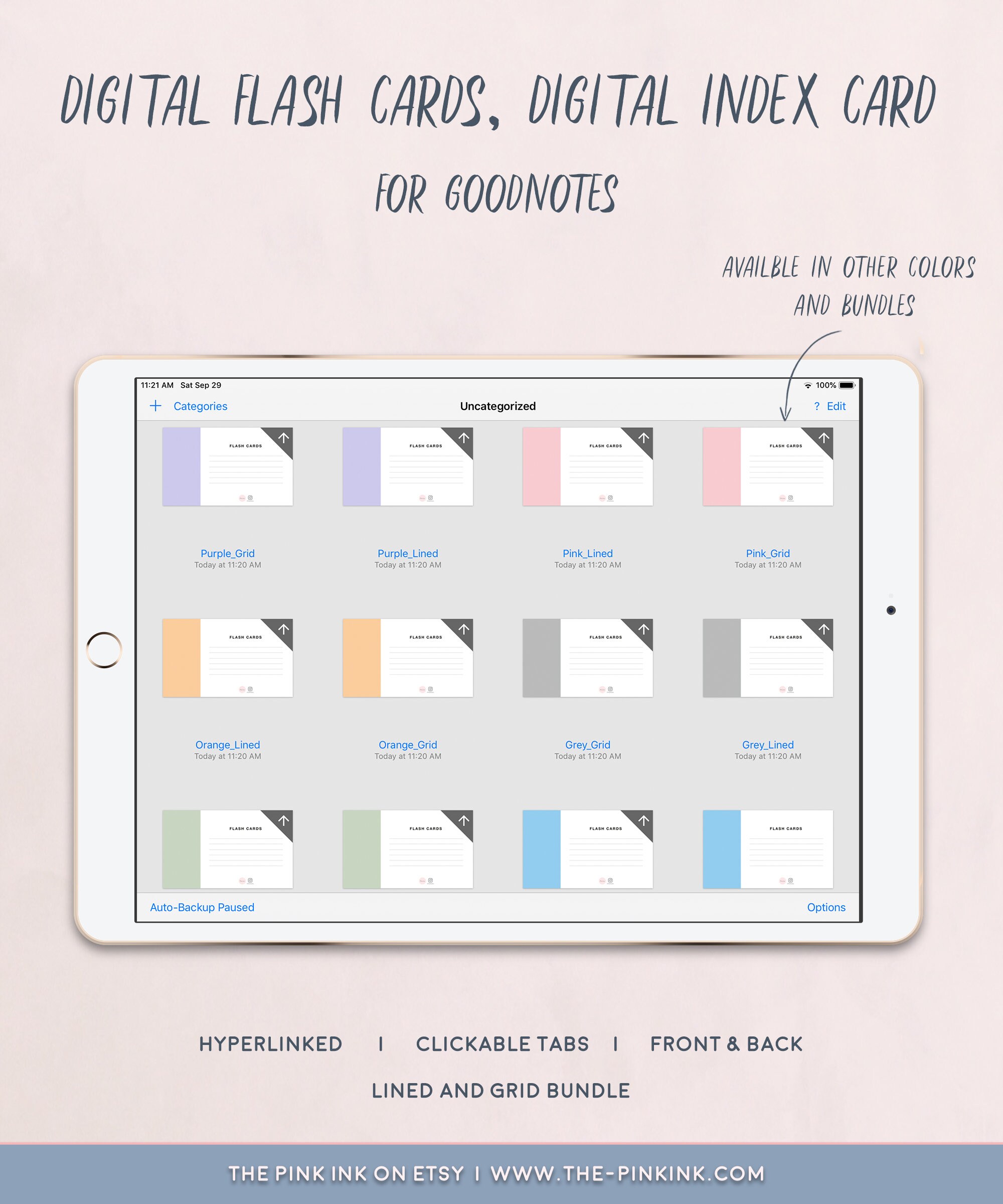 6 Lined Digital Flash Cards Hyperlinks Flash Cards for Etsy