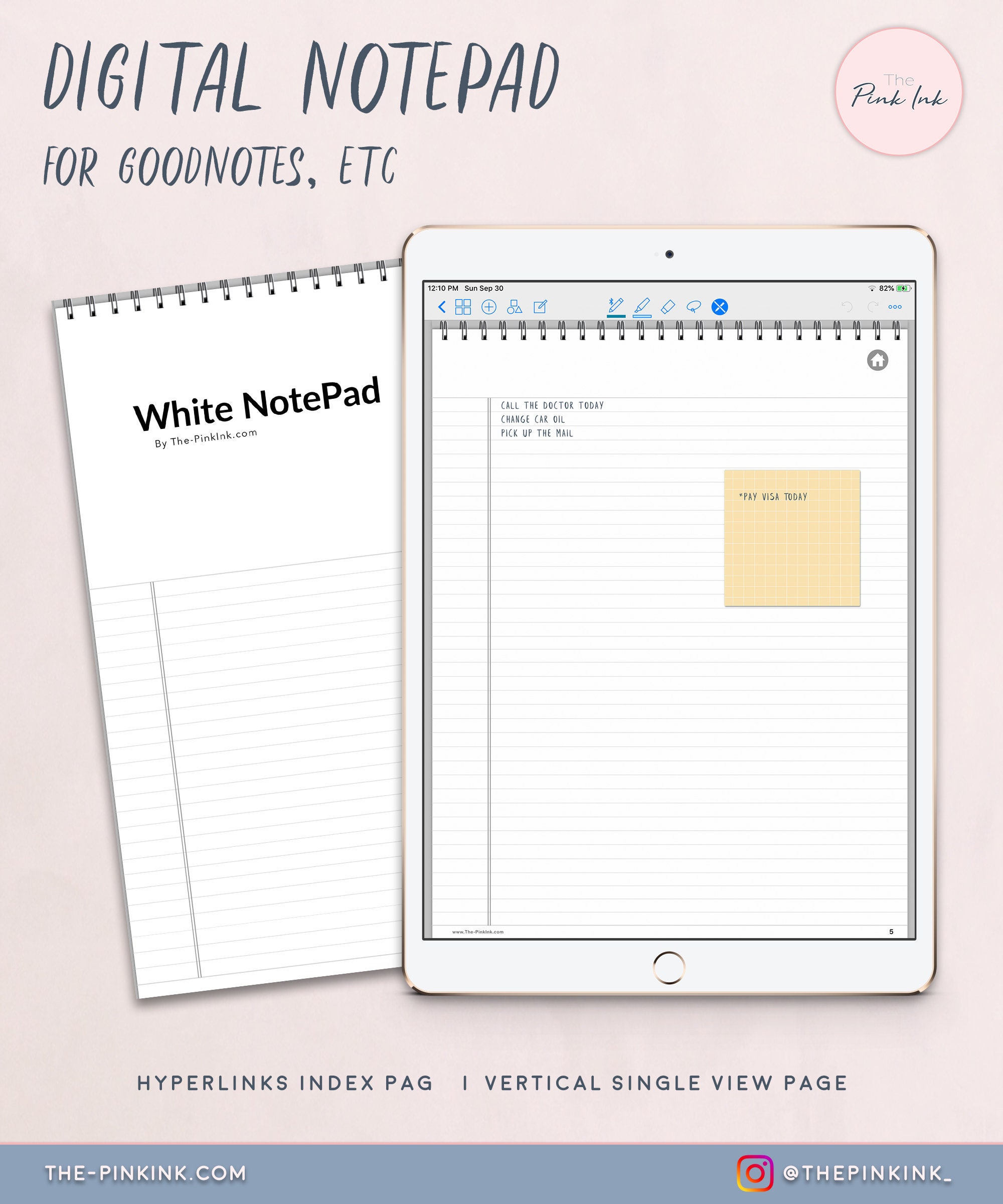 Digital Notepad White Paper Lined Note Pad Digital Etsy