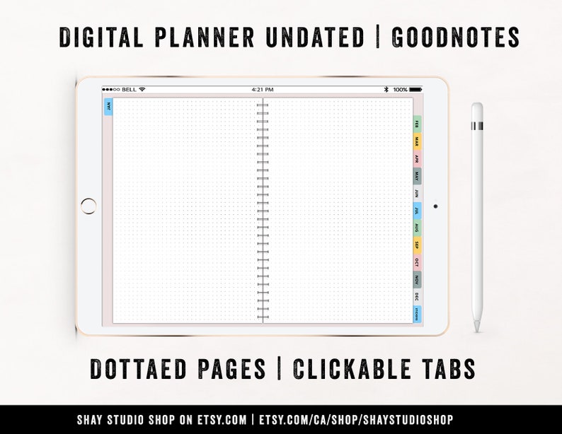 Pink Digital Planner Digital planner Undated IPad pro Etsy