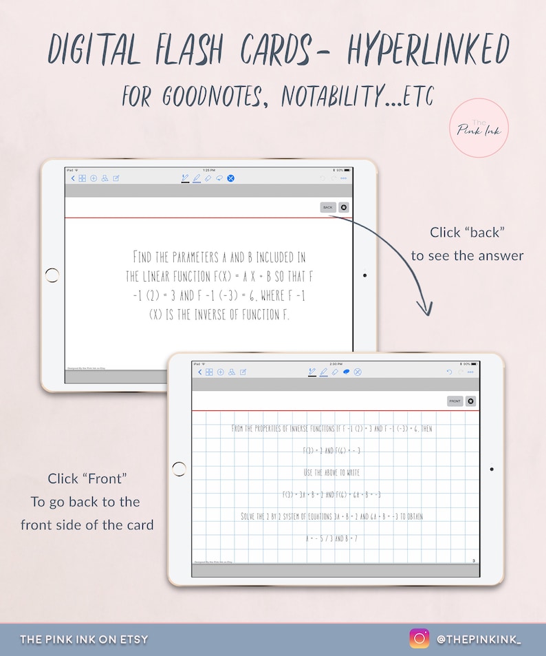 Digital Flash Cards, Hyperlinks, Flash Cards for Goodnotes, Index Card, Digital File, Study