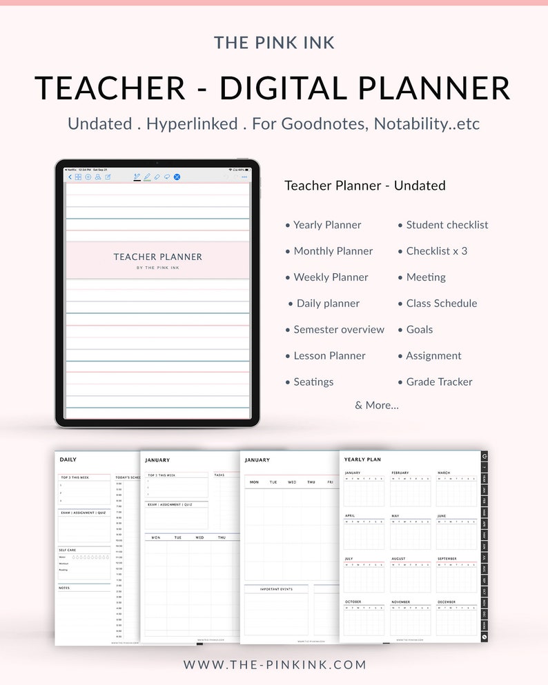 Undated Teacher Planner School Planner Lesson Planner Etsy