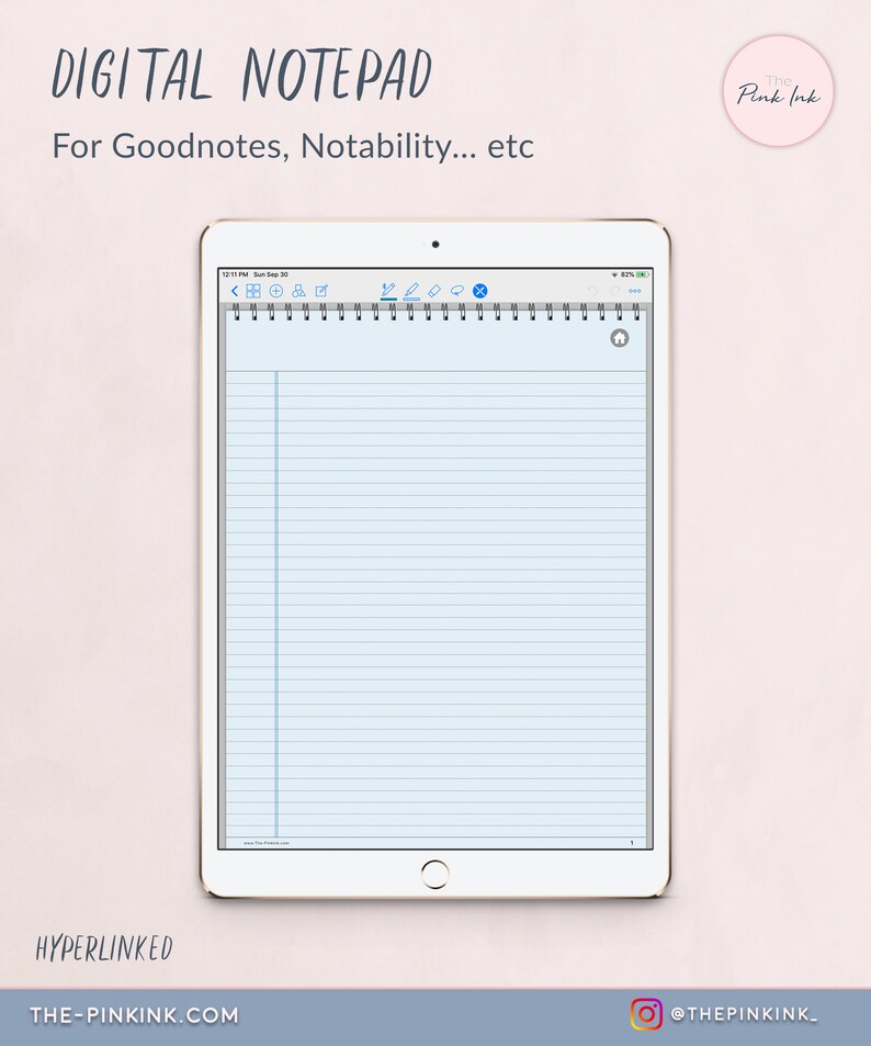 Digital Notepad Blue Paper Lined Note Pad Digital Notebook Etsy