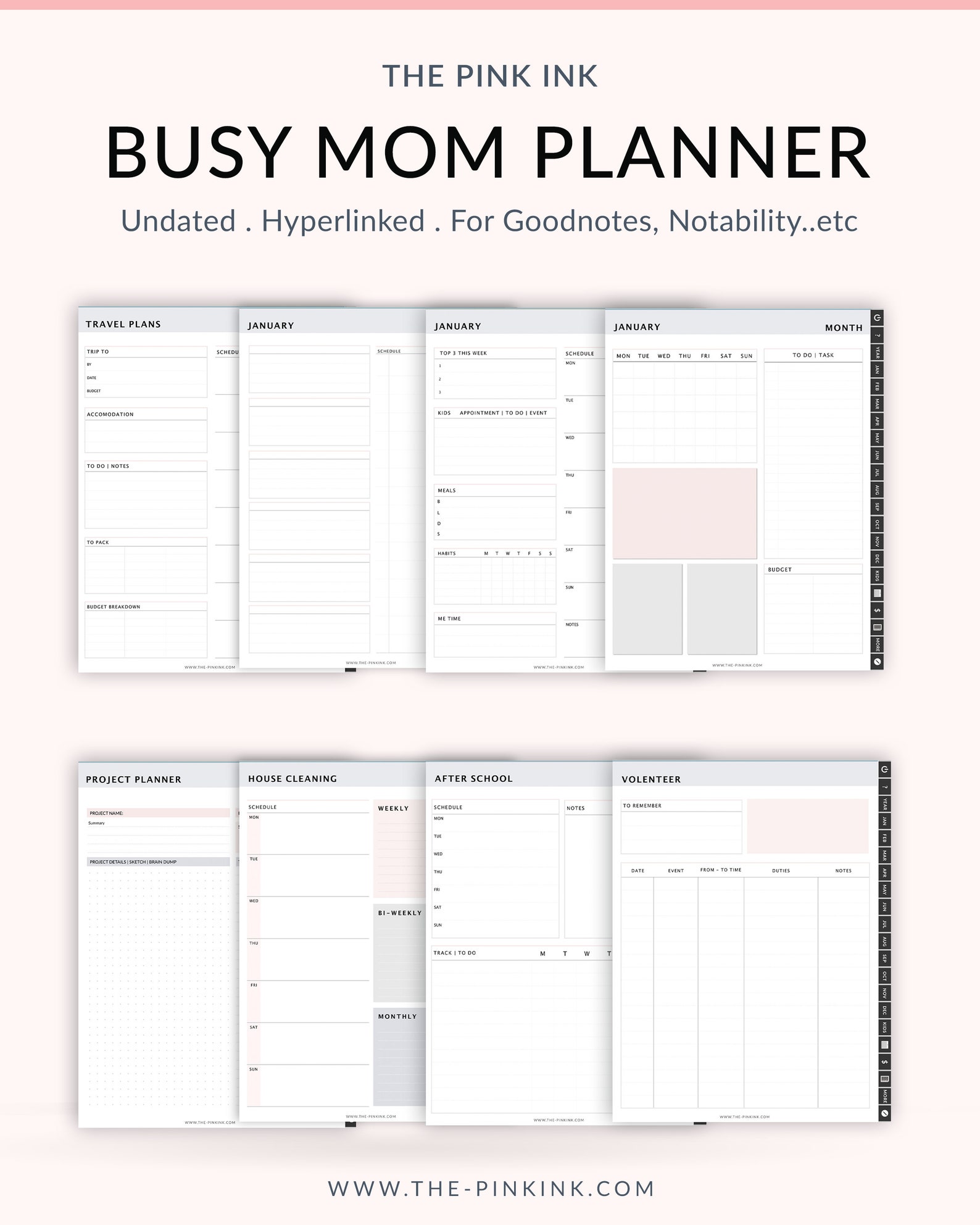 Busy Mom Planner Parents Planner Digital Planner Goodnotes Etsy Canada