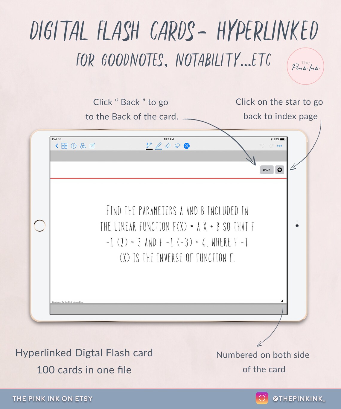 Digital Flash Cards, Hyperlinks, Flash Cards for Goodnotes, Index Card