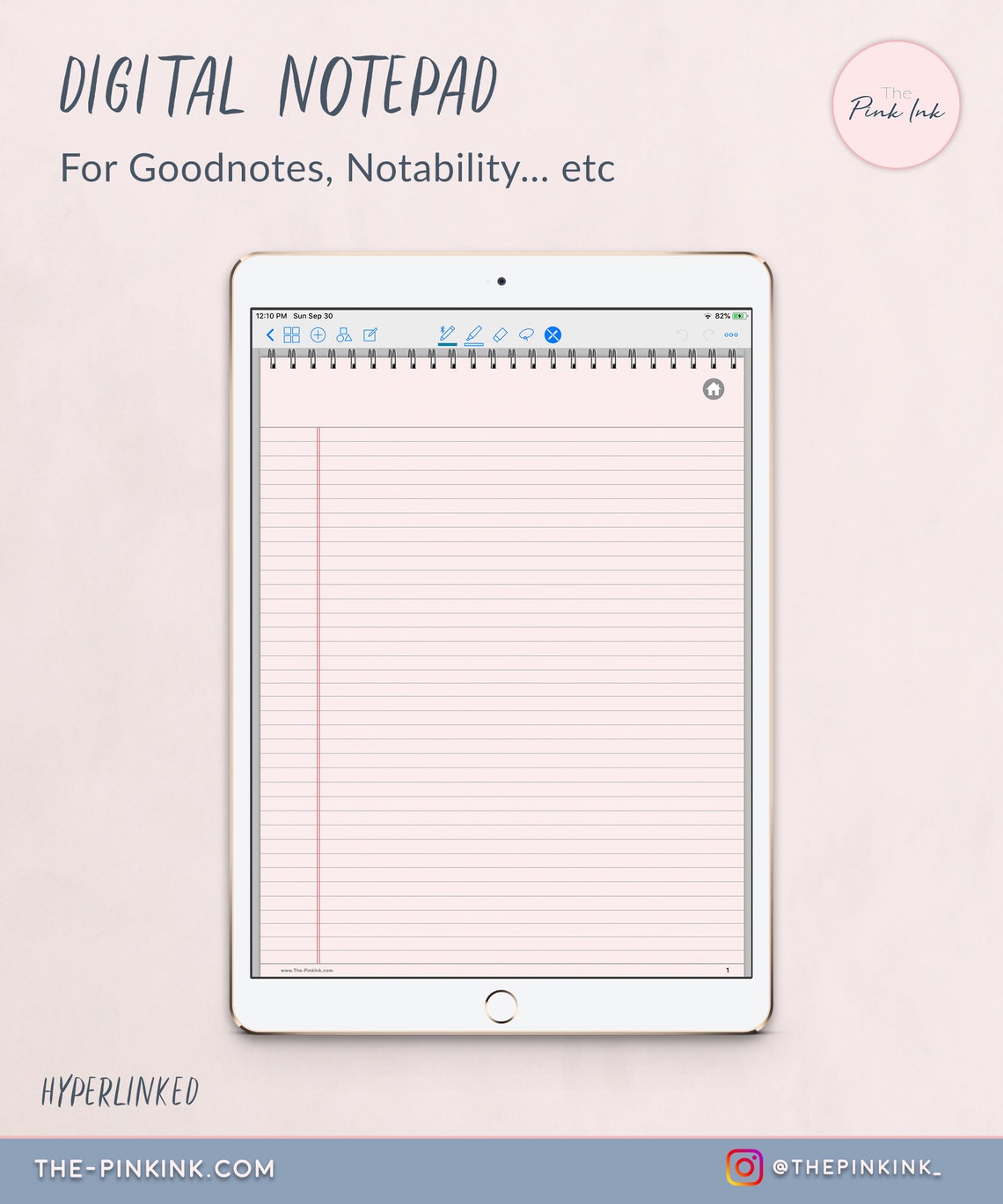 Digital Notepad Pink Paper Lined Note Pad Digital Notebook Etsy