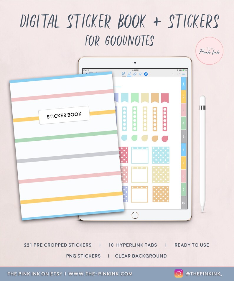 Digital Sticker Book Planner for Goodnotes, Customizable Goodnotes