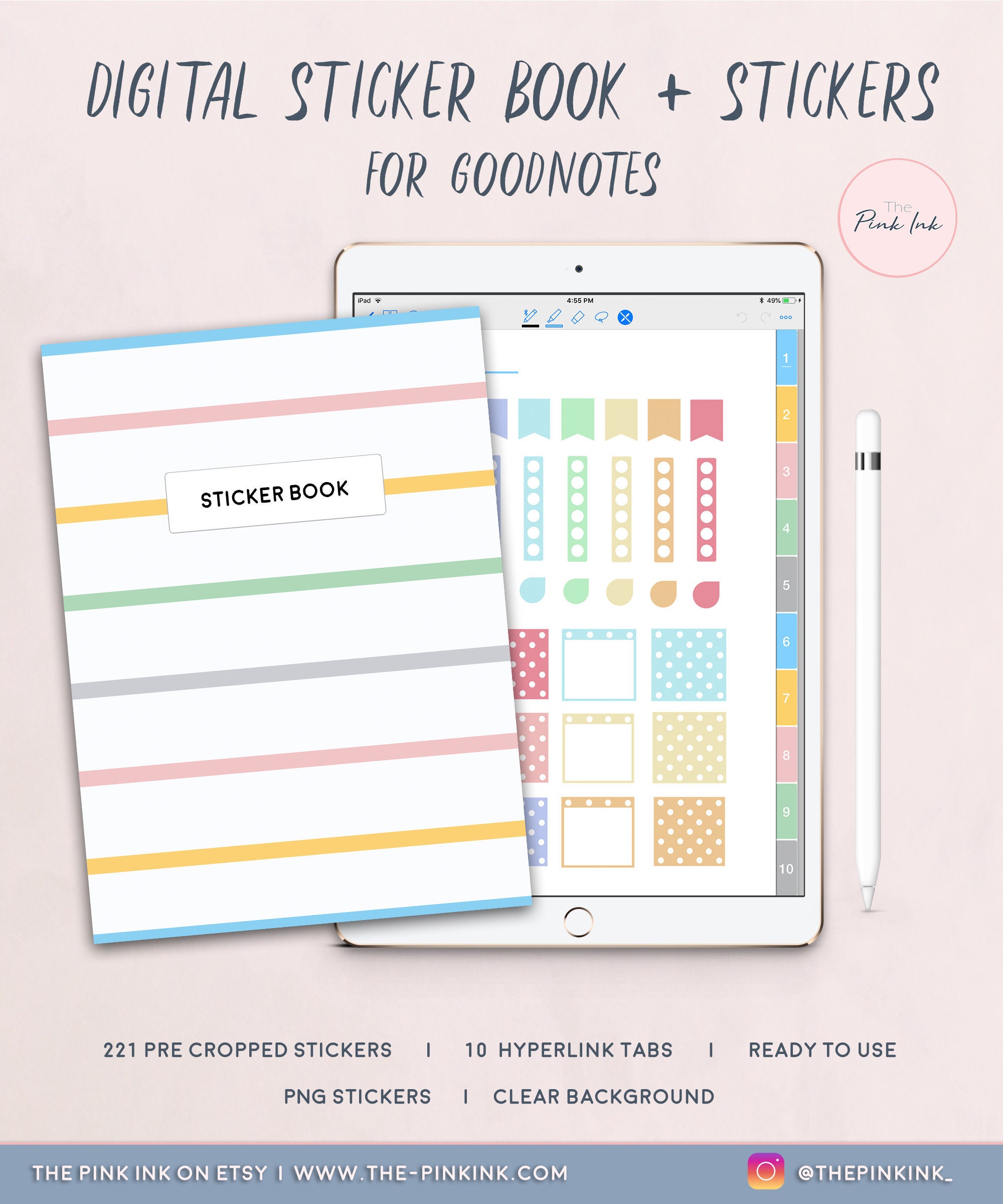 Digital Sticker Book Planner for Goodnotes, Customizable Goodnotes ...