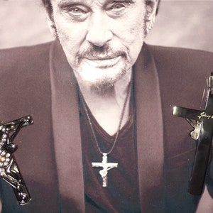 Cross Johnny Hallyday Original Edition with signature 6x4cm