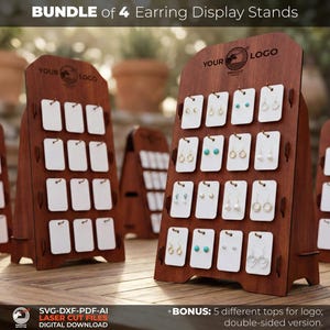 Earring Display Stand SVG Laser Cut Files | Jewelry Holder Glowforge DXF (Digital Download)