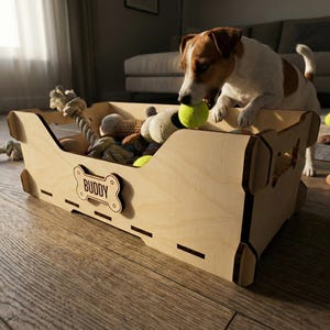 SVG Files for Laser Cutting - Dog Toy Box with Customizable Text