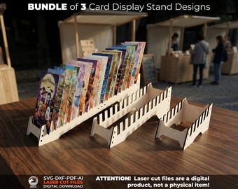 Card Display Stand SVG Laser Cut Files, Slotted Greeting Card Holder, Craft Show Vendor Display, Postcard Stand, Glowforge Files