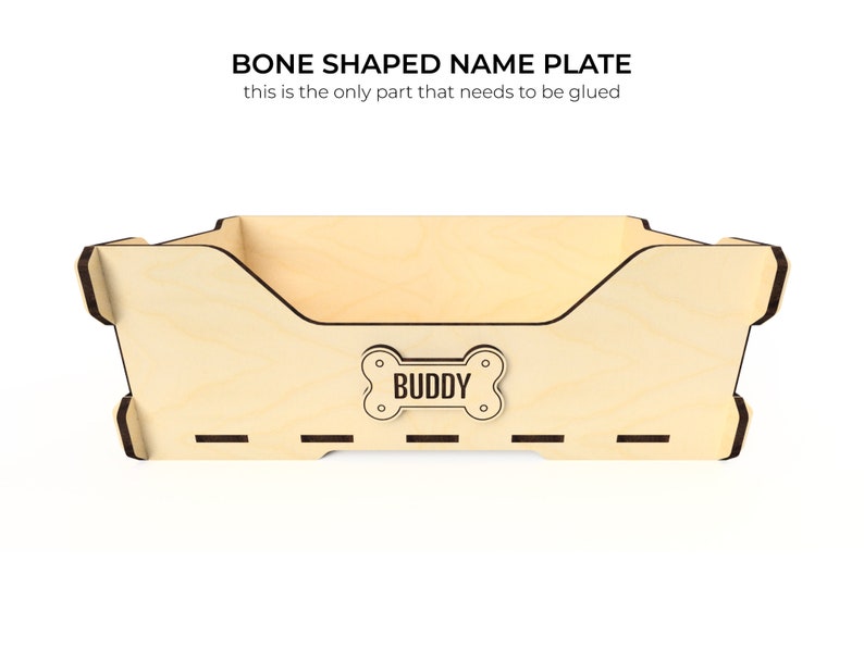 Pet Storage Basket SVG Files for CNC Laser Cutters - Customizable Nameplate
