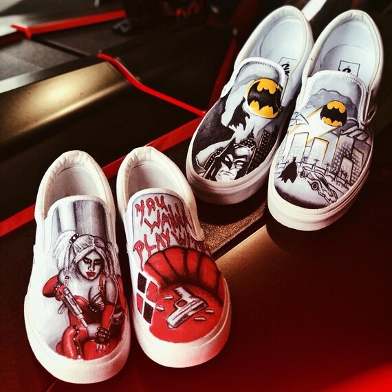 CUSTOM VANS Batman/Harley Quinn | Etsy