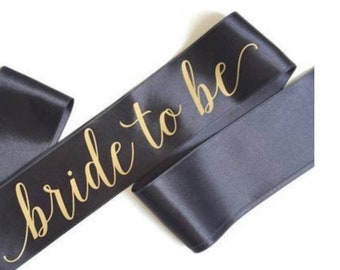 Black and Gold bridal sashes, bride to be sash, maid of honour sash, hen night accessories, hen party sashes, team bride, luxury sashes