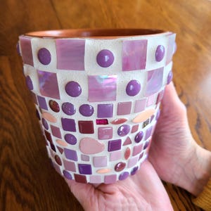 Mosaic Flower Pot: Stained Glass, Ceramic & Iridescent Tiles