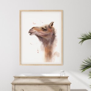 Stampa artistica di pittura di cammello ad acquerello per decorazioni con animali da safari - Carta pesante di alta qualità - Varie dimensioni disponibili