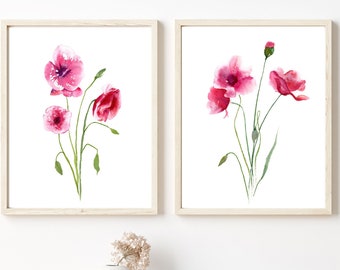 Poppy Flower Prints, Minimalist Floral Prints, Botanical Artworks, California Poppies Art, Wildflower Wall Art, Farmhouse Wall Decor