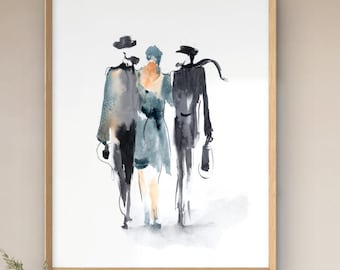Menschen Kunst Druck: Abstrakte Aquarell Figur Kunstwerk