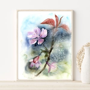 Stampa artistica giclée di un dipinto ad acquerello di un melo astratto per l'arredamento moderno della casa - Stampa d'archivio di qualità museale - Dimensioni personalizzate disponibili