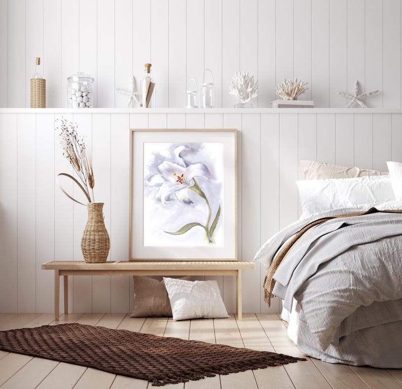 Lavender Floral Watercolor Wall Art, Botanical Bedroom Decor, Serene Museum-Quality Print from Original Painting image 5
