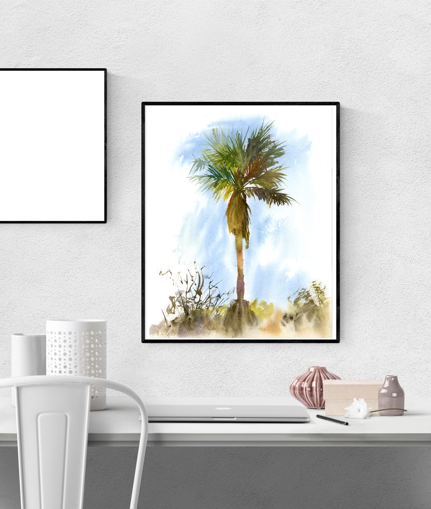 Palm tree wall art Print of Watercolor painting art decor | Etsy