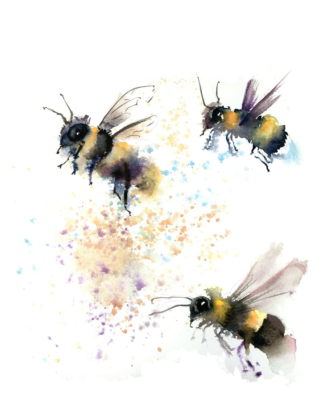 Honey Bee Watercolor Giclée Print: Impressionist Insect Wall Art - Etsy