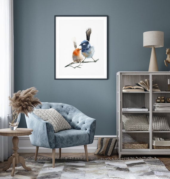 Two Wrens Prints Two Fairy Wren Birds Painting Watercolor - Etsy