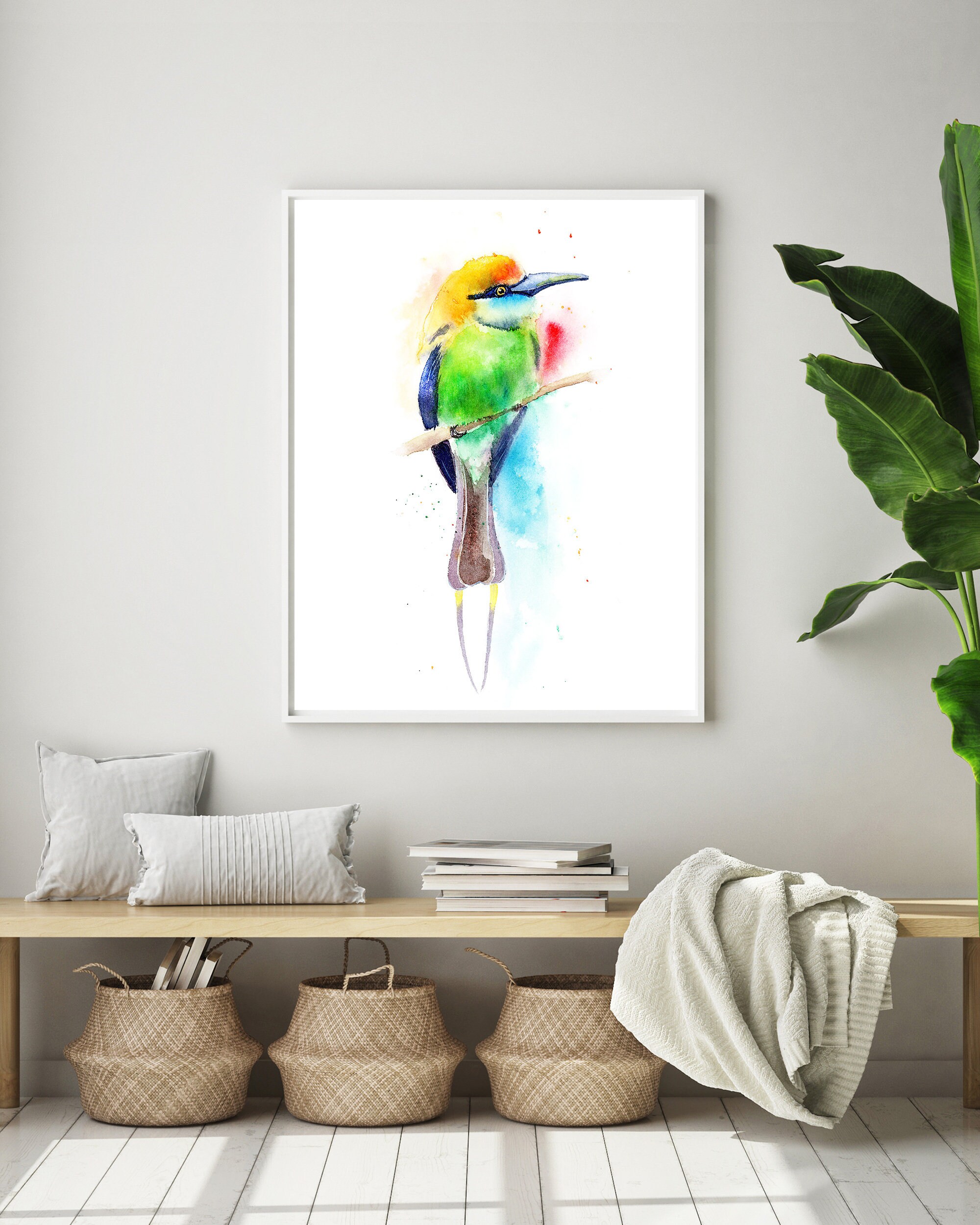 Rainbow bee-eater art print Watercolor bird fine art print | Etsy