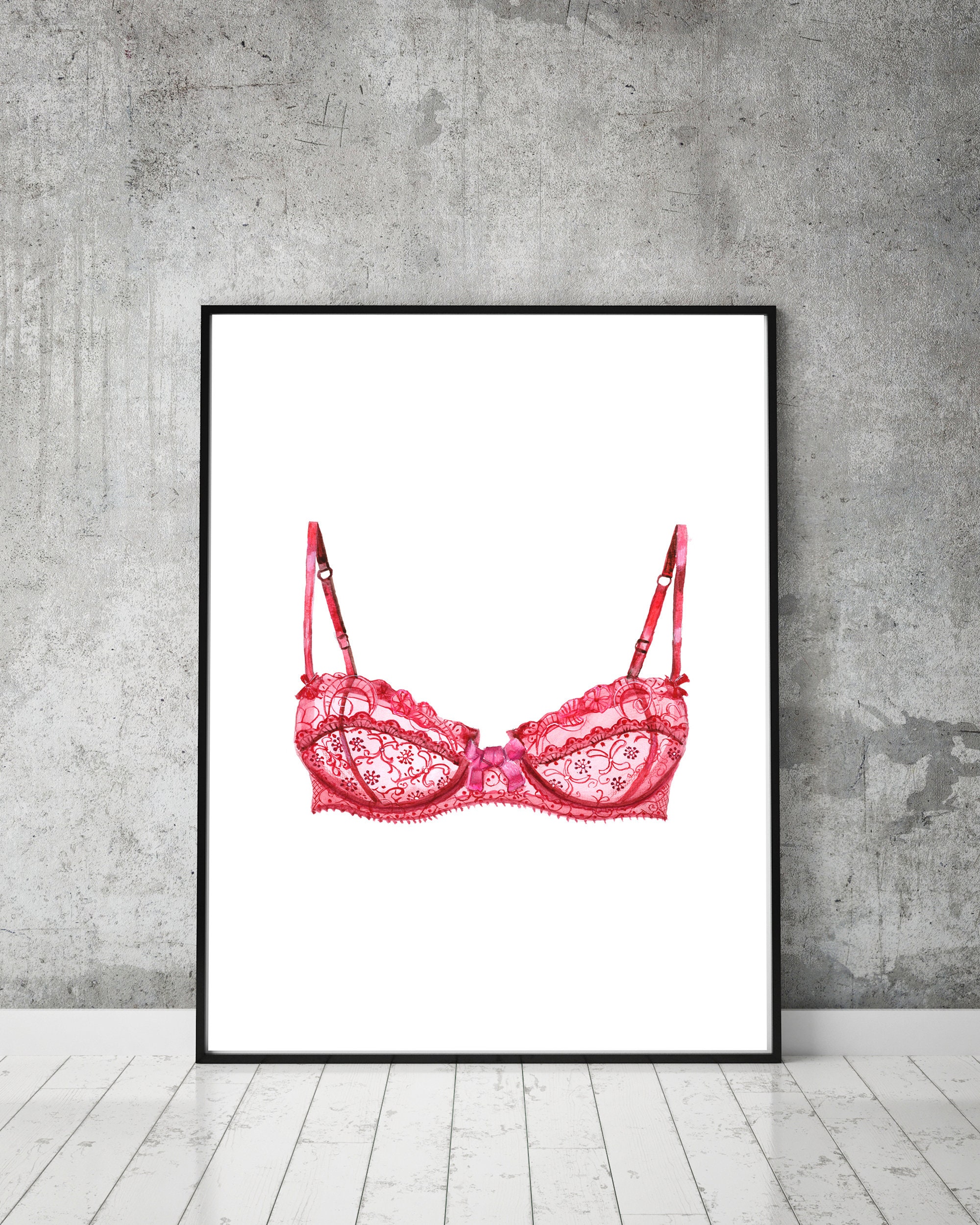 Bra Painting, Lace Bralette Artwork, Lingerie Watercolor Painting, Bra  Illustration, Giclée Print, Wall Hanging Art, Vertical Decor, Gift -   Norway