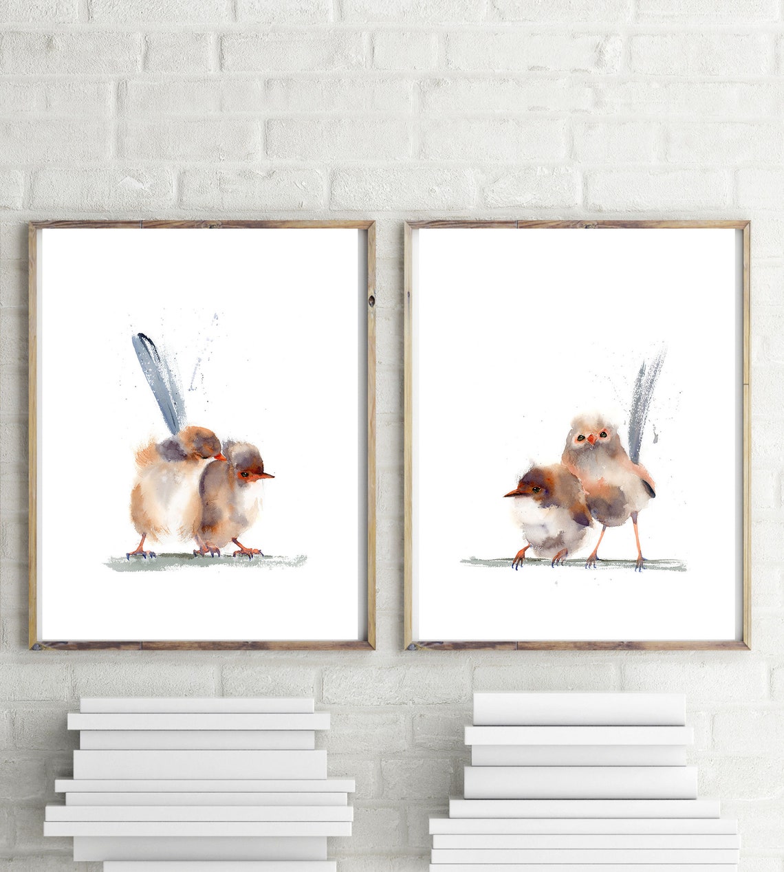 Love birds art print couple of Wren Set of 2 wall art decor Etsy