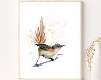 Wren Bird Art Print,  Cute Bird Watercolor Painting, Kids Room Wall Art Decor, Wren Nursery Wall Art Decor, Nature Ornithology Gift Idea