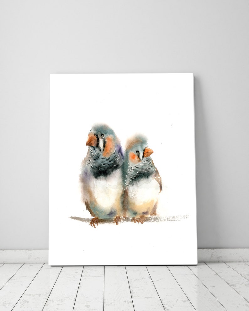 Zebra finch painting Birds art print Watercolor painting Etsy