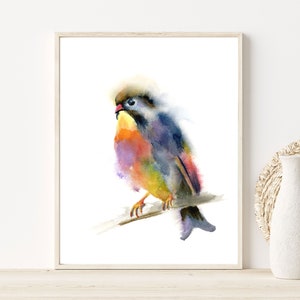 Nightingale Bird Print, Watercolor Bright Color Wall Art Decor, Colorful  China Bird Artwork, Ornithology Painting, Bird Lover Gift