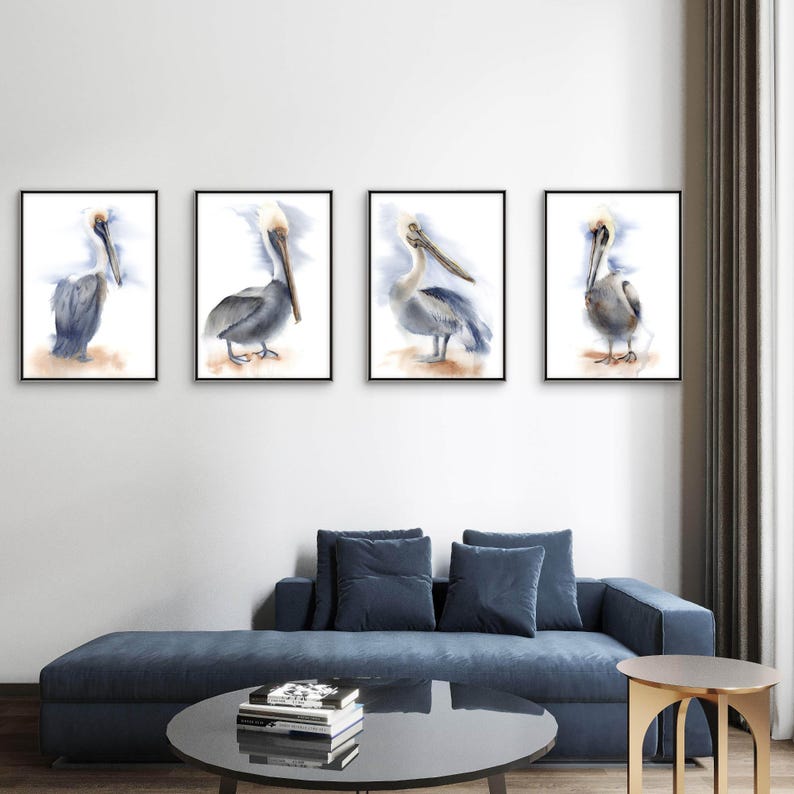 Brown Pelican Prints Set: Watercolor Giclée Wall Art image 2