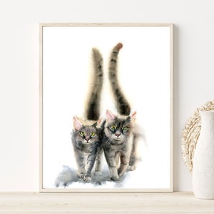 Tabby Cat Watercolor Art Print for Wall Decor, Ideal Gift for Cat Lovers, Custom Sizes Available