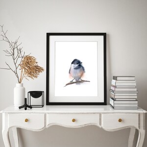 Chickadee Art Print, Watercolor Painting Minimalist Bird Artwork ...