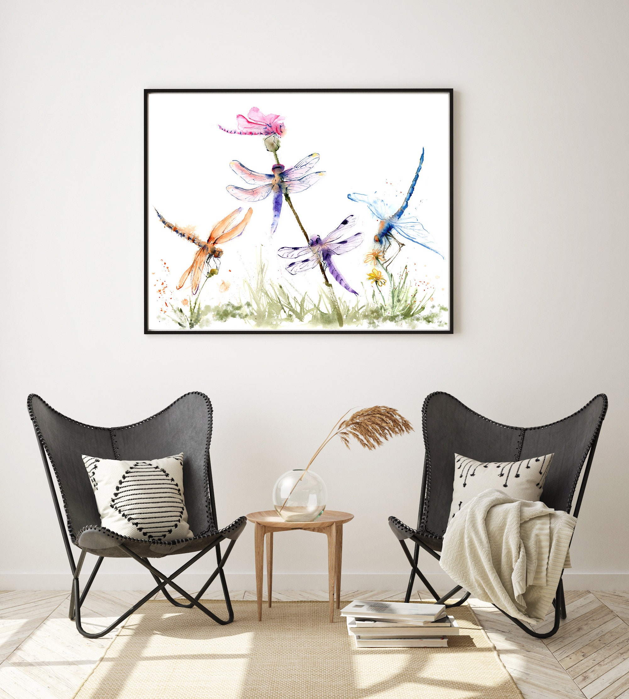 Arte stampabile acquerello libellula, decorazione da parete ispirata alla natura, decorazione per la casa stravagante, stampa artistica di insetti. Decorazioni ispirate alla primavera - Italia