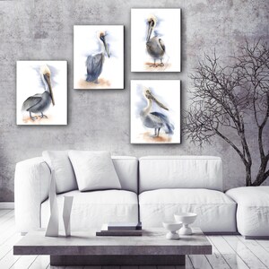 Brown Pelican Prints Set: Watercolor Giclée Wall Art image 3