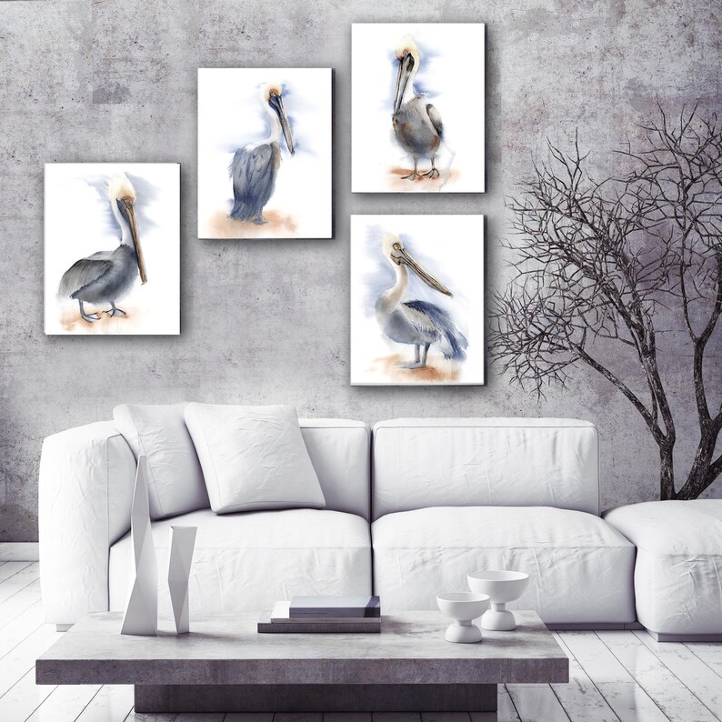 Brown Pelican Prints Set: Watercolor Giclée Wall Art image 3