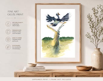 Funny Alligator Print, Cartoon Crocodile Art, Humorous Animal Wall Art, Gator Gift