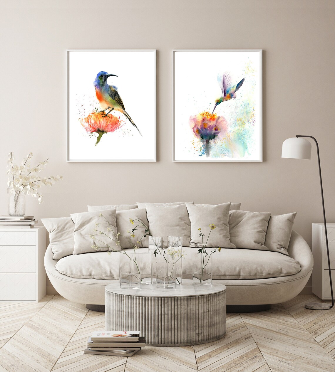 Set of Bird Prints Hummingbird and Sunbird Set of 2 Giclee Etsy