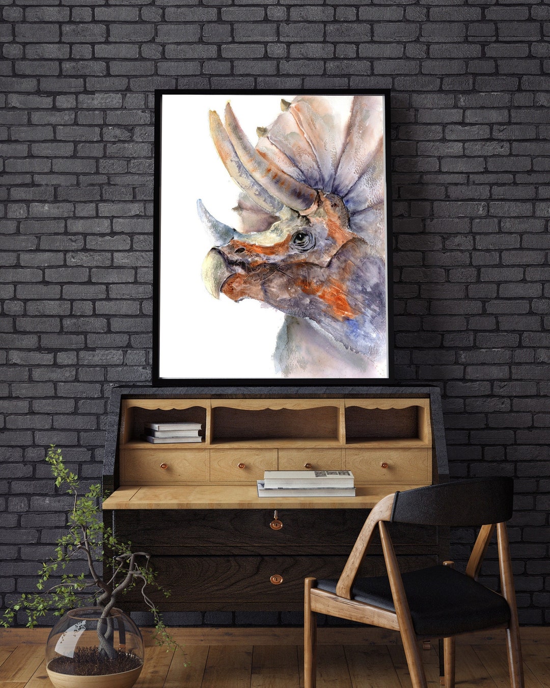 Watercolor Dinosaur Wall Art Print for Boys Room Decor - Giclée ...