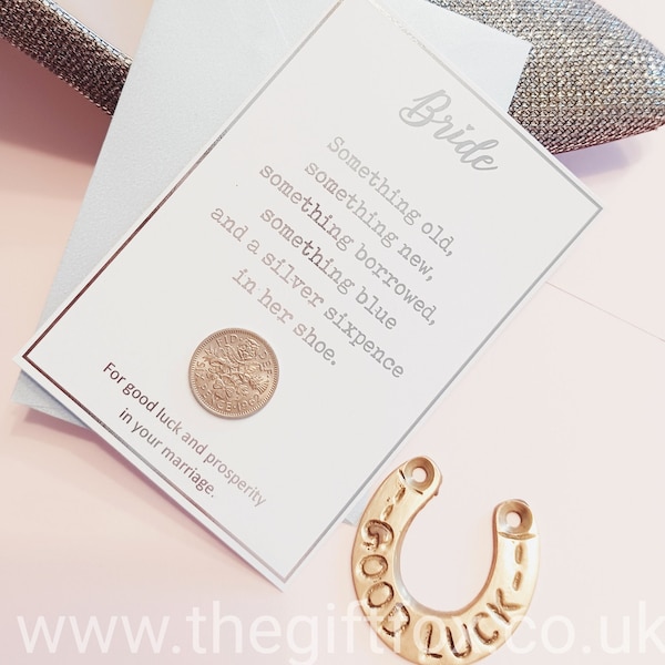 Bride's Lucky Silver Sixpence Wedding Tradition Card